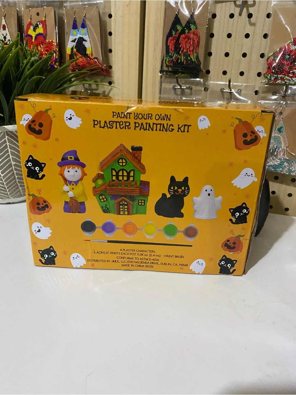 Paint Your Own Halloween plaster painting kit - Ghost, cat, and spooky house